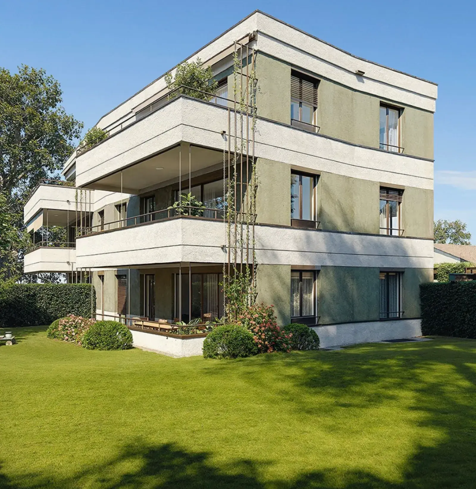 Chapelle 38 : immeuble de logements à façade verte et balcons filants
